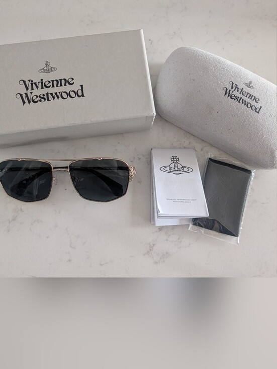 Vivienne Westwood Accessories - Vivienne Westwood Rococo Gold Frame Sunglasses with Black Lenses